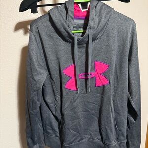 Under Armour Charcoal Hoodie with Vibrant Pink Emblem